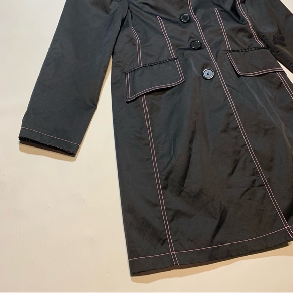 Dollhouse Women's Long Pea coat Black Pink Lining Small Y2K Button Up - Picture 2 of 10